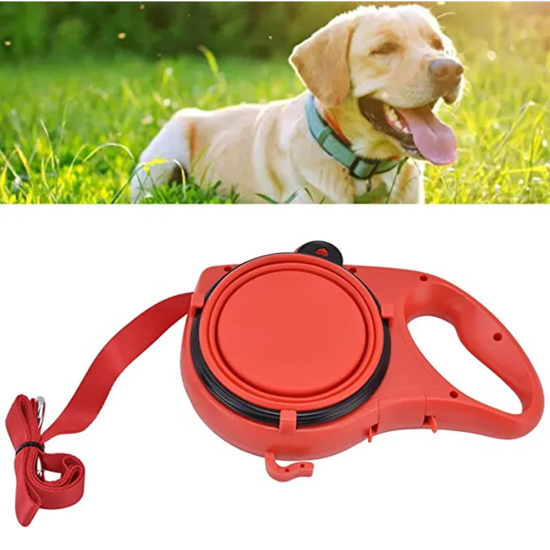 Guinzaglio Multifunzione Cane 5 in 1 con Borraccia, Ciotola e Porta Sacchetti – Accessori per Passeggiate Cani