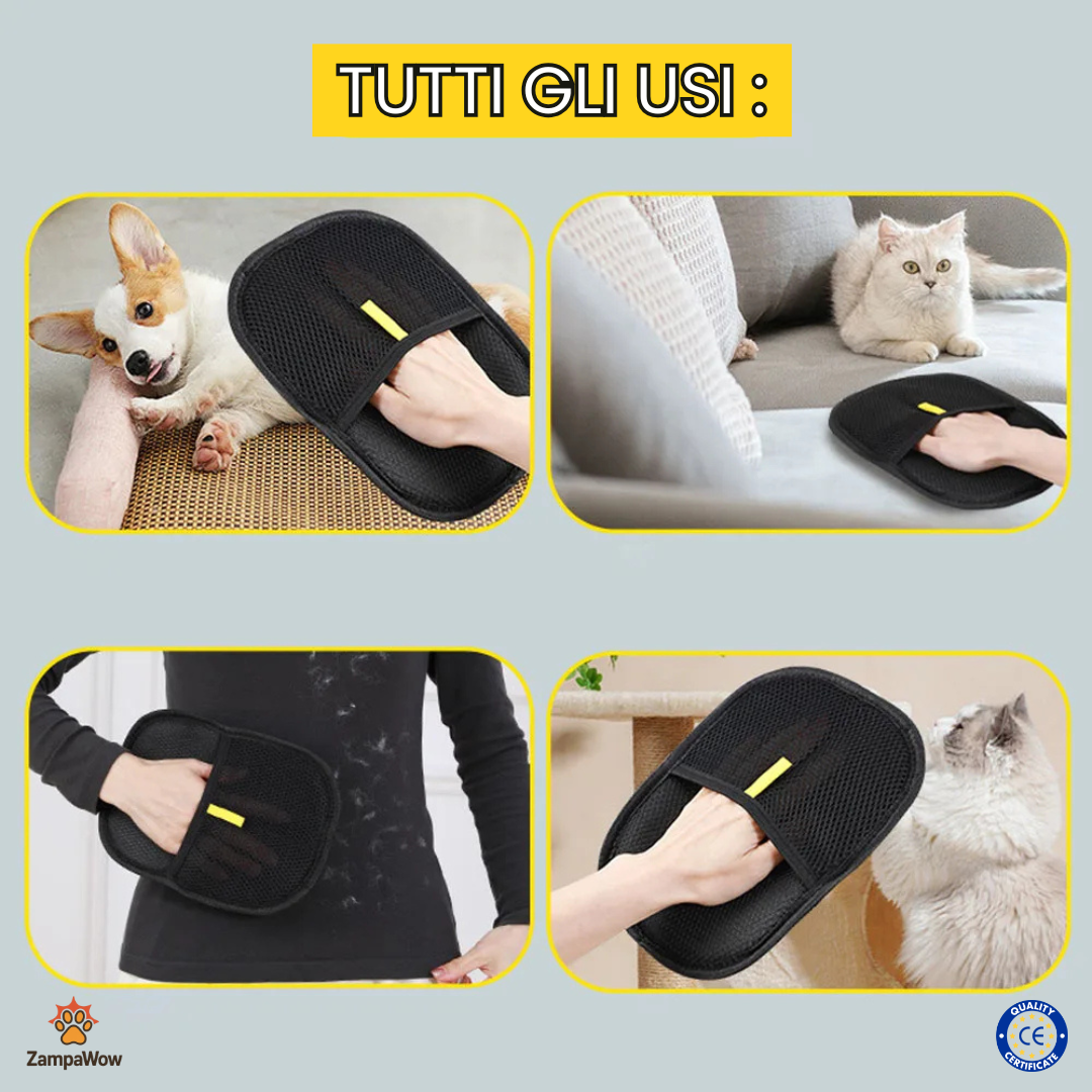 Guanti Rimuovi Peli per Cani e Gatti – Spazzola Doppia per Divani, Tappeti e Vestiti