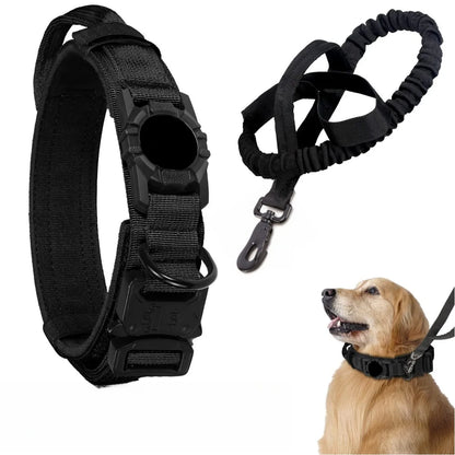 Collare Tattico per Cani con Porta AirTag – Robusto, Regolabile con Maniglia di Controllo e Fibbia in Metallo per Cani Medi e Grandi