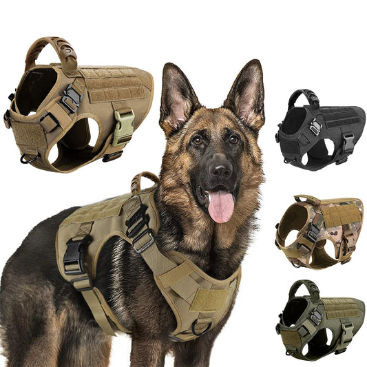 Pettorina Militare Tattica per Cani di Taglia Grande – Addestramento e Passeggiate (Bulldog, Pastore Tedesco, Malinois)