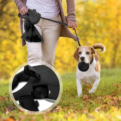 Guinzaglio Multifunzione Cane 5 in 1 con Borraccia, Ciotola e Porta Sacchetti – Accessori per Passeggiate Cani