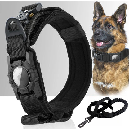 Collare Tattico per Cani con Porta AirTag – Robusto, Regolabile con Maniglia di Controllo e Fibbia in Metallo per Cani Medi e Grandi