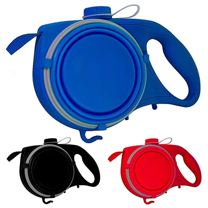 Guinzaglio Multifunzione Cane 5 in 1 con Borraccia, Ciotola e Porta Sacchetti – Accessori per Passeggiate Cani