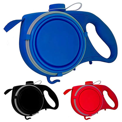Guinzaglio Multifunzione Cane 5 in 1 con Borraccia, Ciotola e Porta Sacchetti – Accessori per Passeggiate Cani