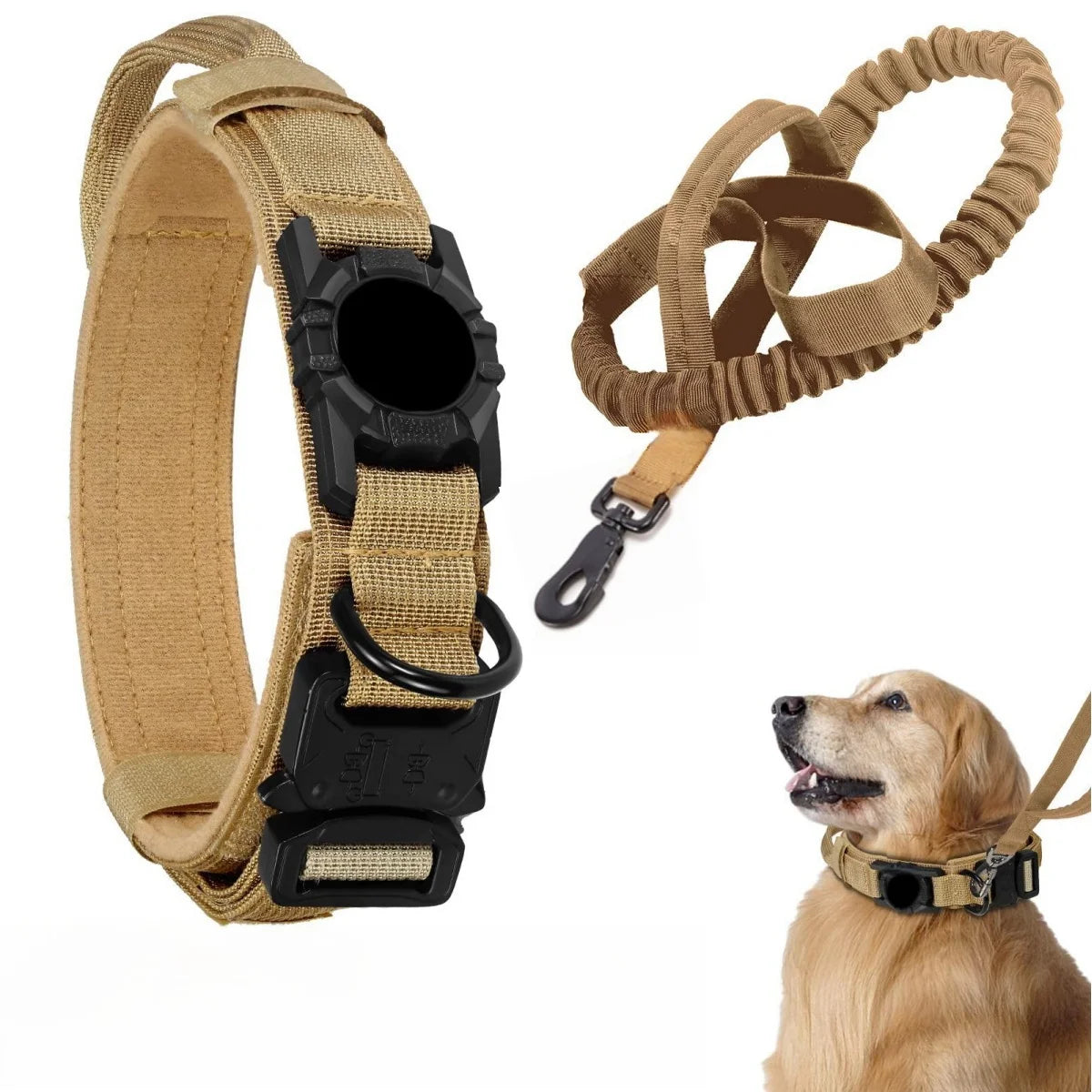 Collare Tattico per Cani con Porta AirTag – Robusto, Regolabile con Maniglia di Controllo e Fibbia in Metallo per Cani Medi e Grandi