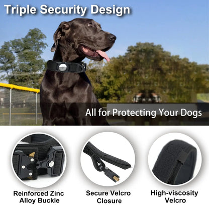 Collare Tattico per Cani con Porta AirTag – Robusto, Regolabile con Maniglia di Controllo e Fibbia in Metallo per Cani Medi e Grandi