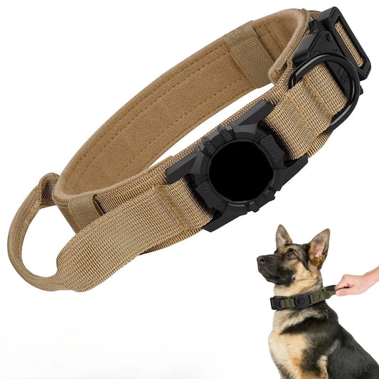 Collare Tattico per Cani con Porta AirTag – Robusto, Regolabile con Maniglia di Controllo e Fibbia in Metallo per Cani Medi e Grandi