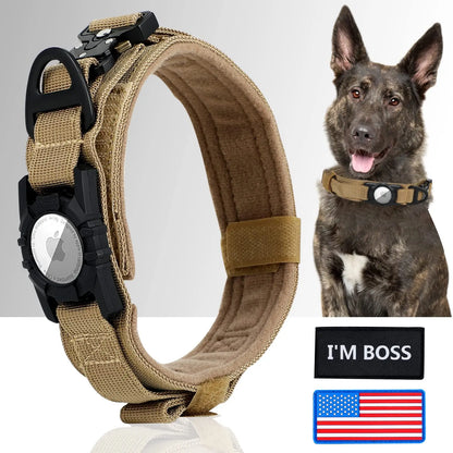 Collare Tattico per Cani con Porta AirTag – Robusto, Regolabile con Maniglia di Controllo e Fibbia in Metallo per Cani Medi e Grandi