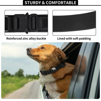 Collare Tattico per Cani con Porta AirTag – Robusto, Regolabile con Maniglia di Controllo e Fibbia in Metallo per Cani Medi e Grandi